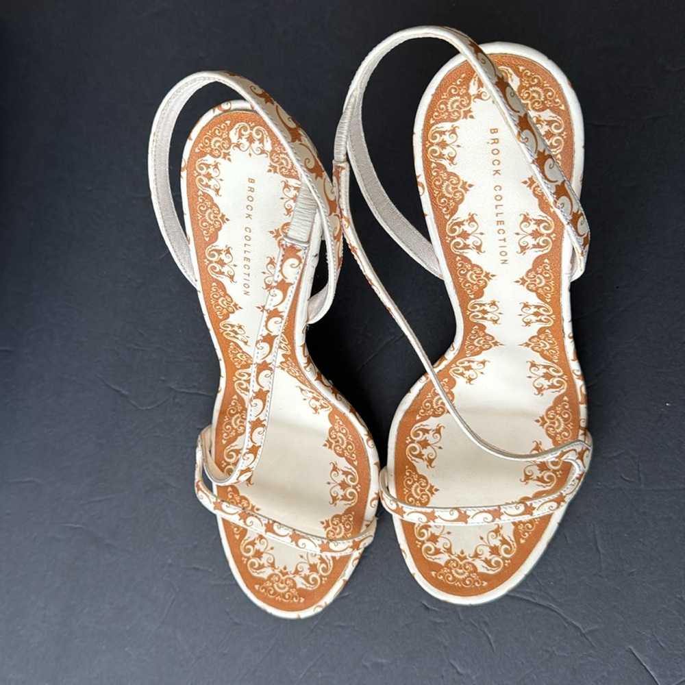 Brock Collection Grecian Orange & Cream Sandals Size 40 - Picture 6 of 10